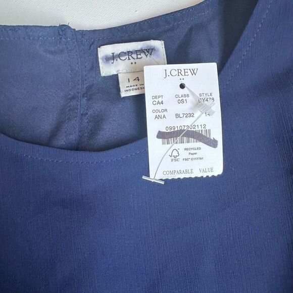 J crew navy flounce hem long sleeve lined mini dress size 14 m3 - Picture 4 of 5